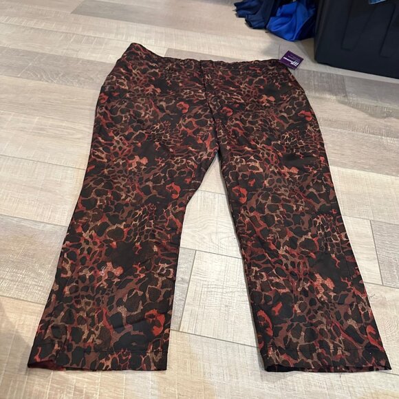 BEVERLY DRIVE WOMENS BOLD LEOPARD PRINT PANTS 22W NEW - Picture 2 of 10